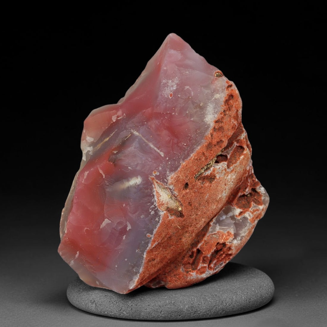 118g Natural Pink Red Agate Rough Specimen, Raw Agate, 99TV: Natural pink red agate rough weighing 118 grams, dimensions 65.7x51.2x33.9mm. This unpolished raw agate displays beautiful translucent pink and red hues mixed with pale lavender tones, paired with red