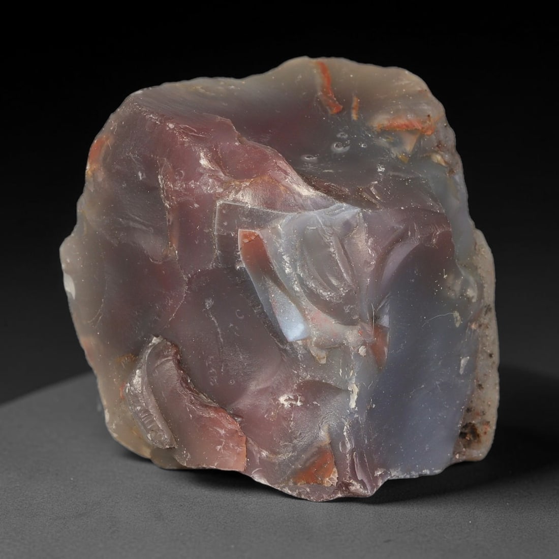 211g Natural Purple Red Agate Rough Specimen, Raw Agate, 9SB: Natural purple red agate rough weighing 211 grams, dimensions 55.0x53.3x50.7mm. This unpolished raw agate features translucent deep purple and reddish hues with natural fracture patterns and subtle mi