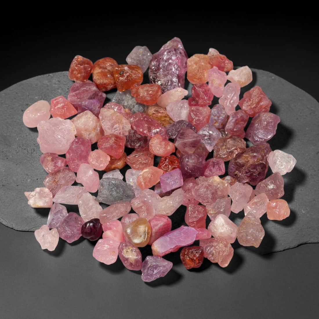 129.65ct Natural Multi-Colour Spinel Rough Parcel Loose Gemstone, 88TV: Natural spinel rough parcel showcasing a beautiful array of soft varied hues with subtle tonal differences throughout each crystal. Raw crystalline surfaces carry authentic natural mineral textures an