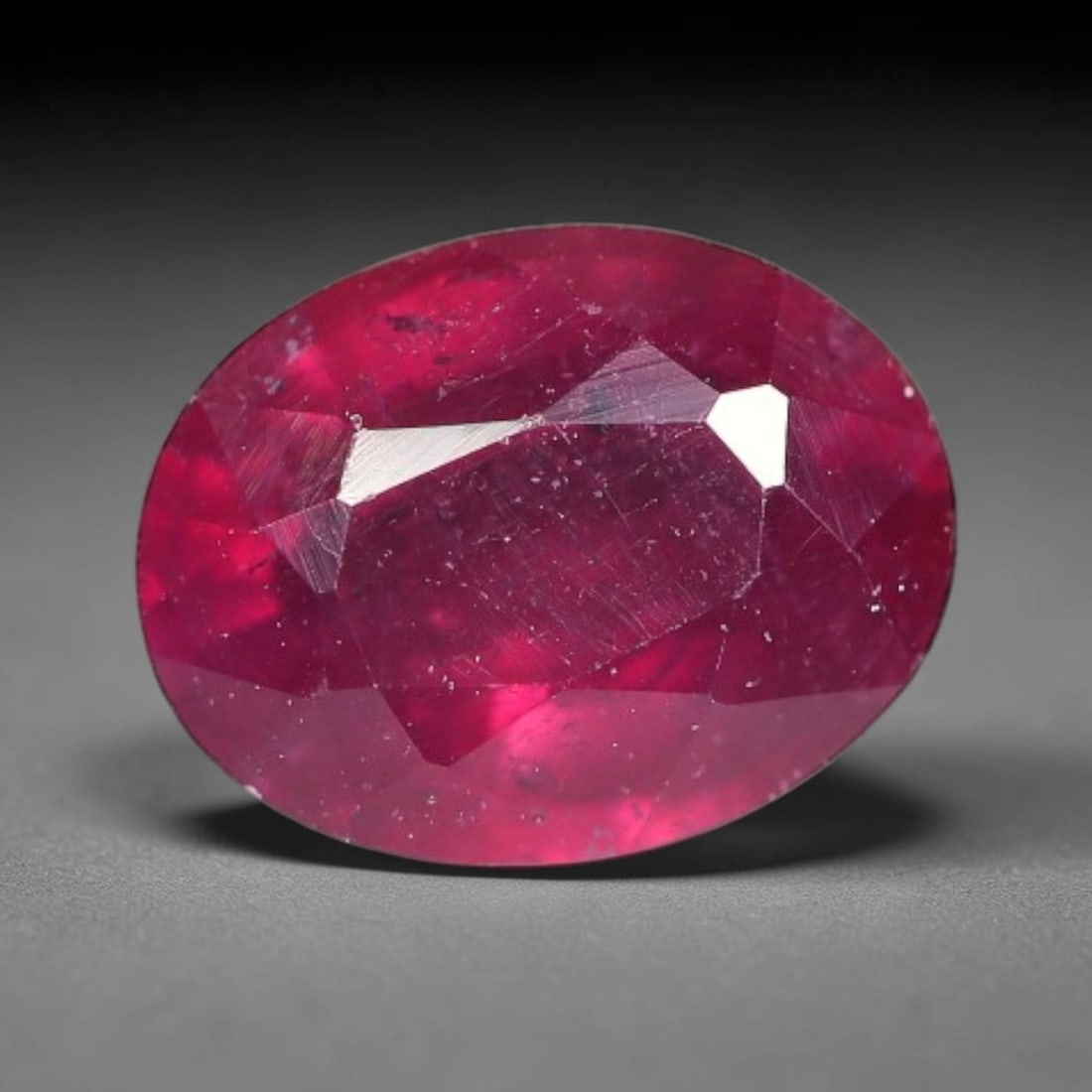 2.15 Carats Natural Mozambique Ruby Oval Faceted Loose Gemstone, 75TY: This natural Mozambique ruby is fashioned with standard oval brilliant faceting, displaying vivid saturated crimson-red hue accompanied by native fine mineral inclusions and subtle trace marks inheren