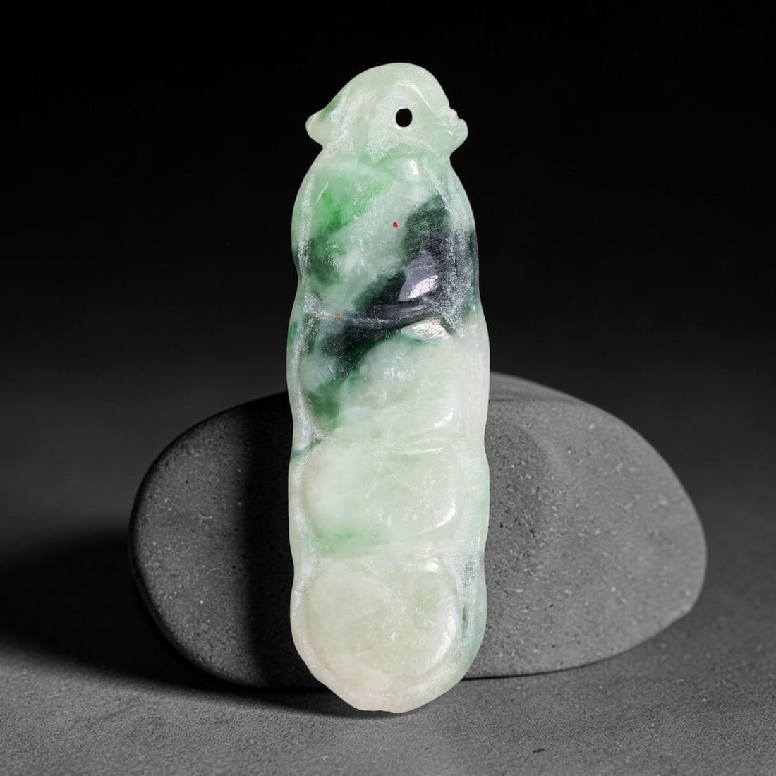Natural Burmese Type A Jadeite Jade Hand Carved Pendant, 24TS: Artisan hand-carved untreated Burmese Type A jadeite jade pendant measuring 50.6x15.6 mm. Carefully sculpted with detailed relief craftsmanship and finished with a smooth glossy polish. Authentic Type