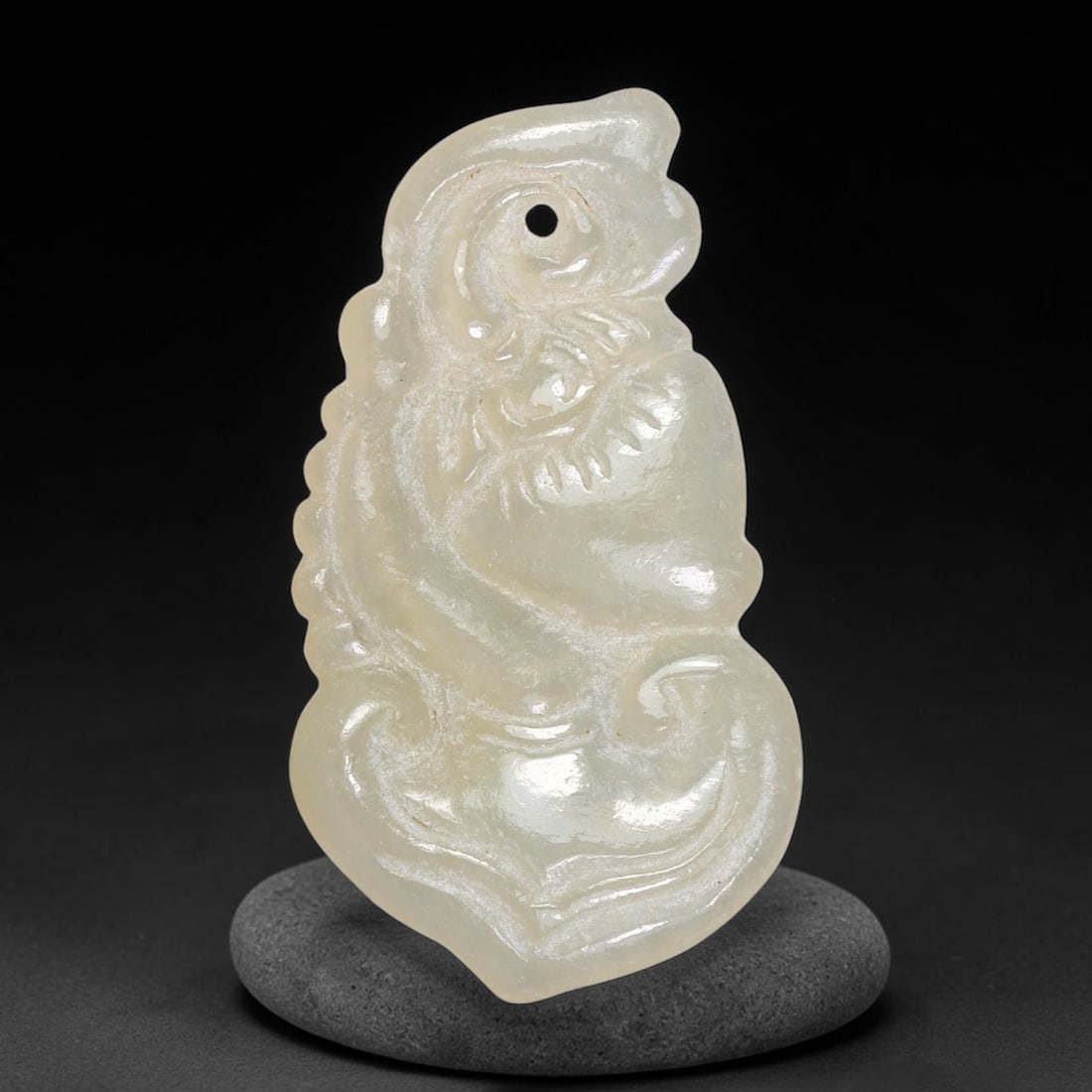 Natural Burmese Type A Jadeite Jade Hand Carved Pendant, 12TS: Artisan hand-carved untreated Burmese Type A jadeite jade pendant measuring 24.2x19.3 mm. Carefully sculpted with detailed relief craftsmanship and finished with a smooth glossy polish. Authentic Type