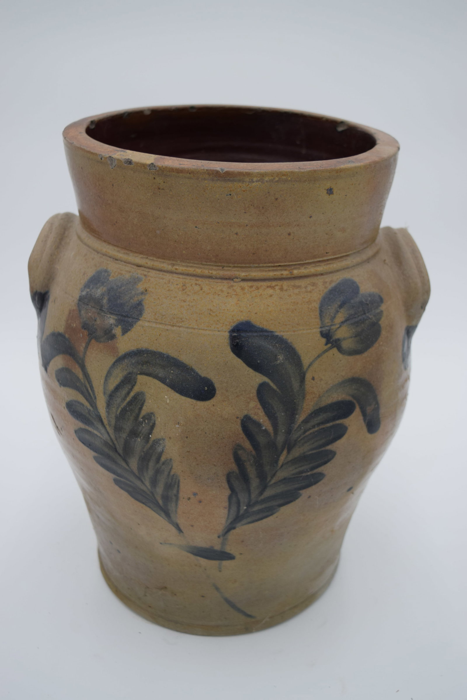 Blue Stoneware Crock With Handles (1 of 6)