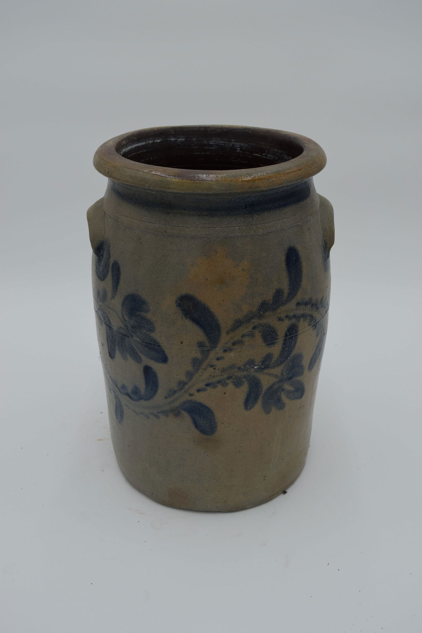 Blue Stoneware Crock With Handles (1 of 6)