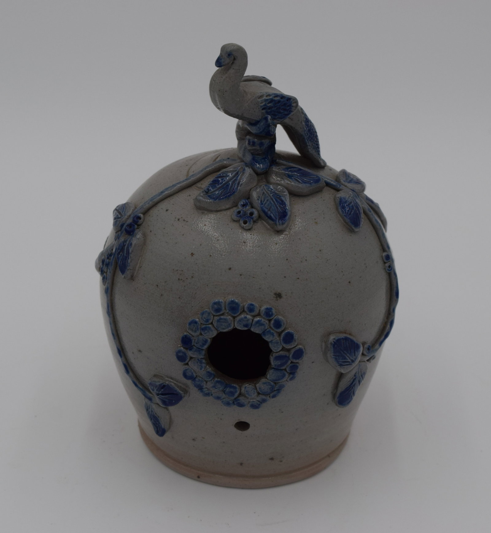 Blue Stoneware Bird Feeder (1 of 5)