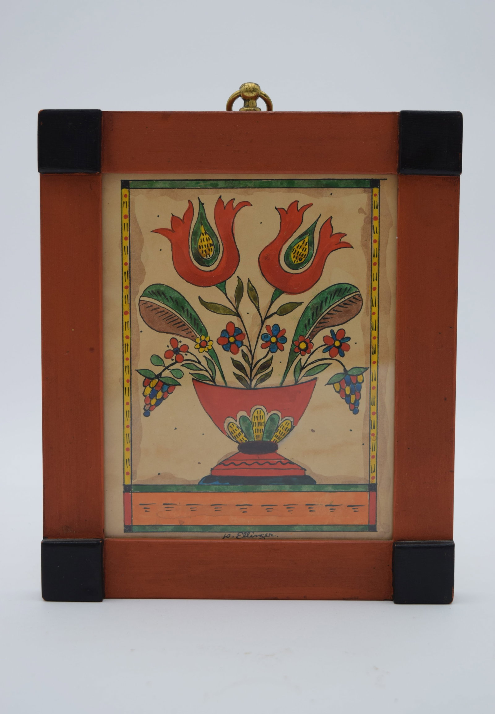 David Y Ellinger American Folk Art Framed Watercolors (1 of 4)