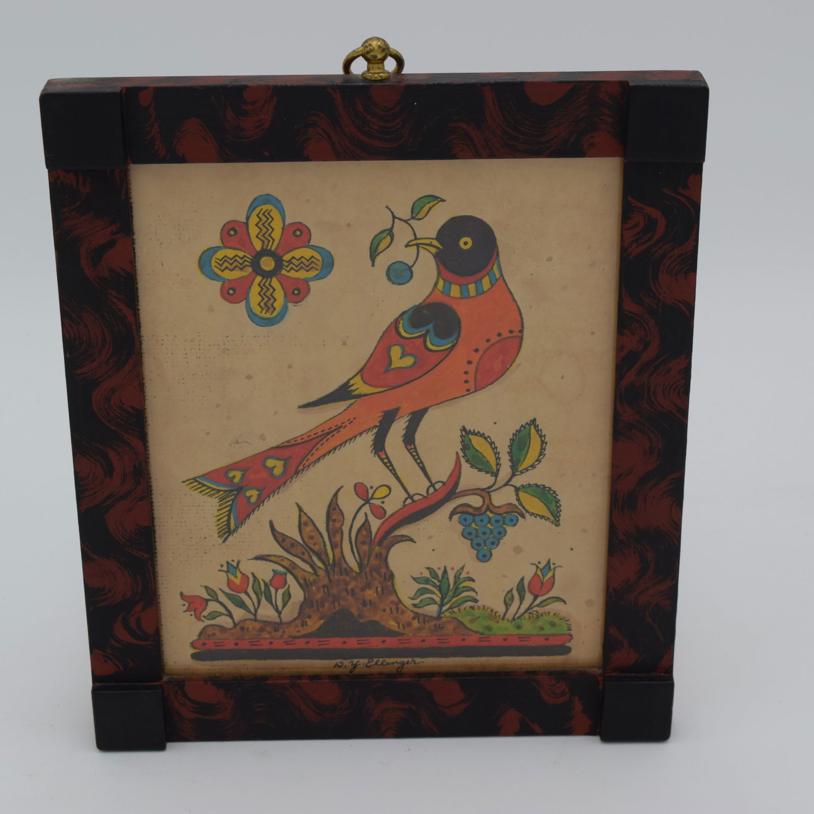 David Y Ellinger American Folk Art Framed Watercolors (1 of 5)