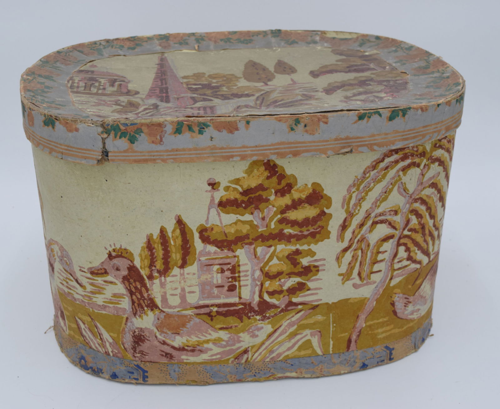 Large Folk Art Wallpaper Box With Lid (1 of 11)