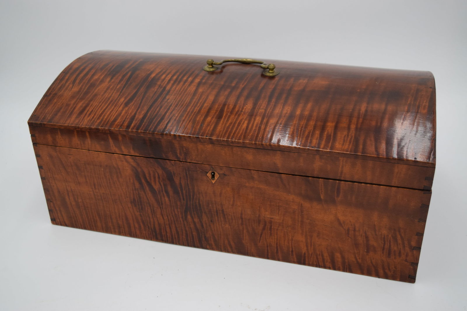 Antique English Tiger Maple Lidded Chest (1 of 9)