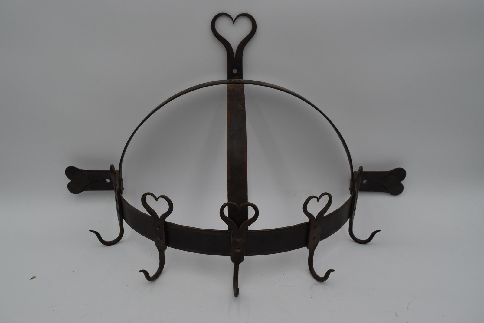 Wrought Iron Half Crown Hanging Pot Rack (1 of 5)