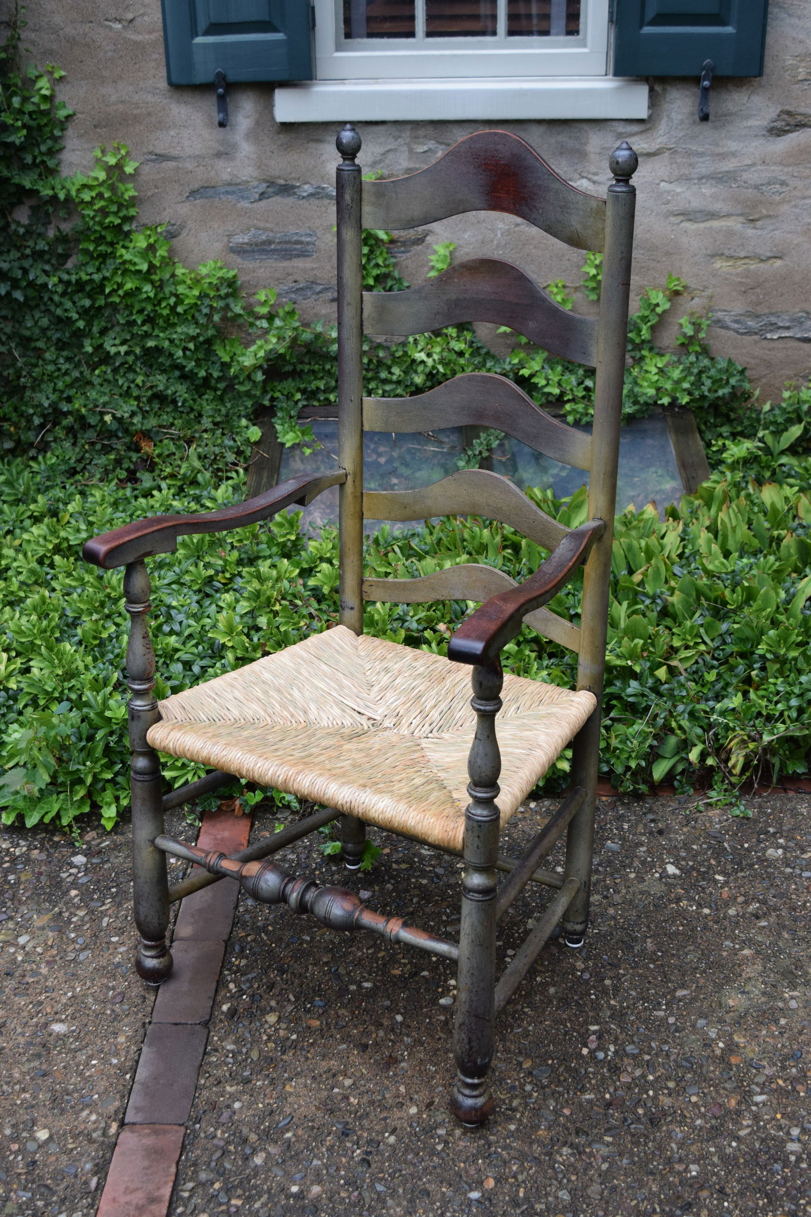 Primitive 19th Century Ladder Back Painted Chair (1 of 7)