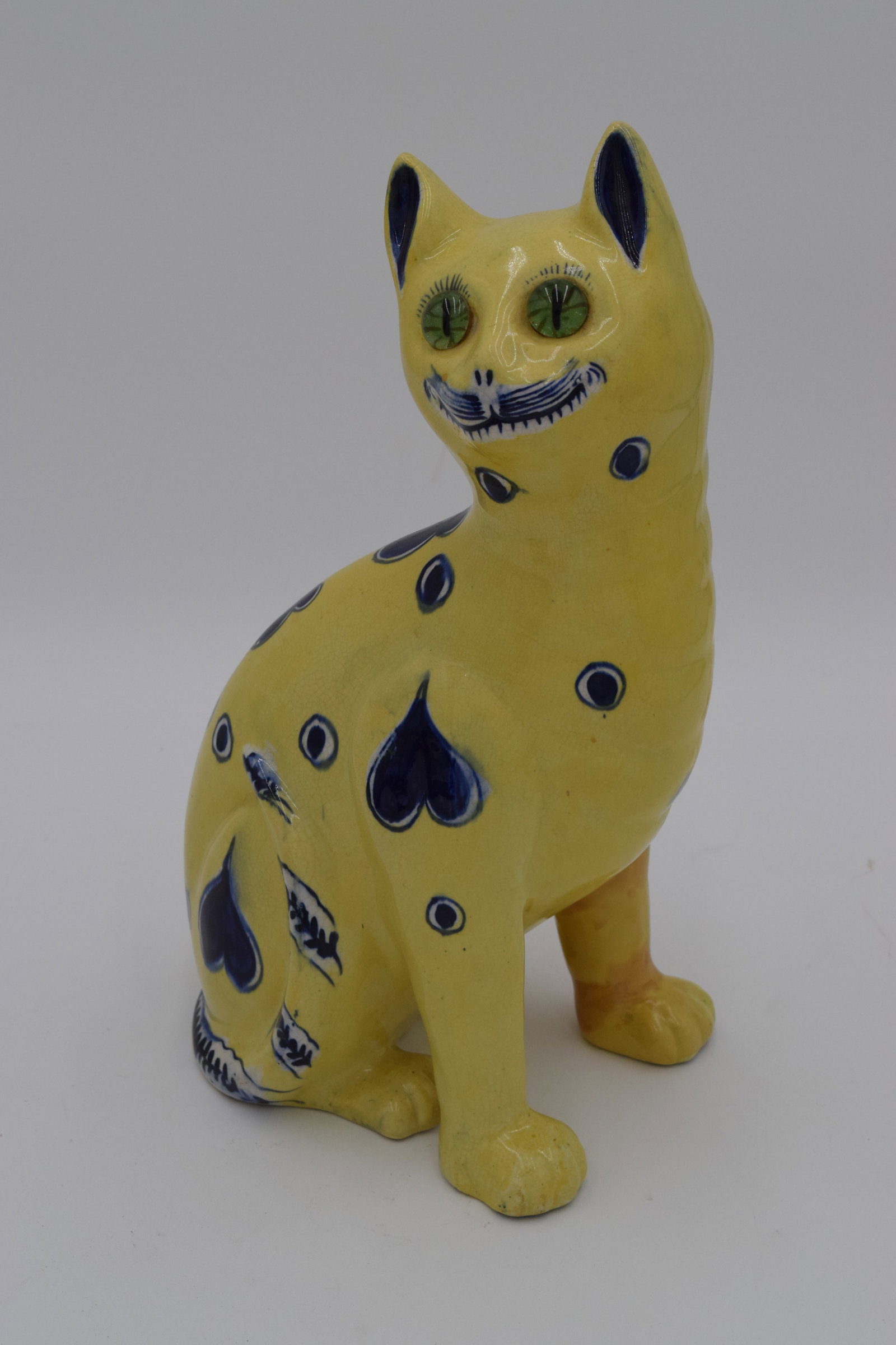 Antique Emile Galle Cat Blue & Yellow Statue c1880 (1 of 6)
