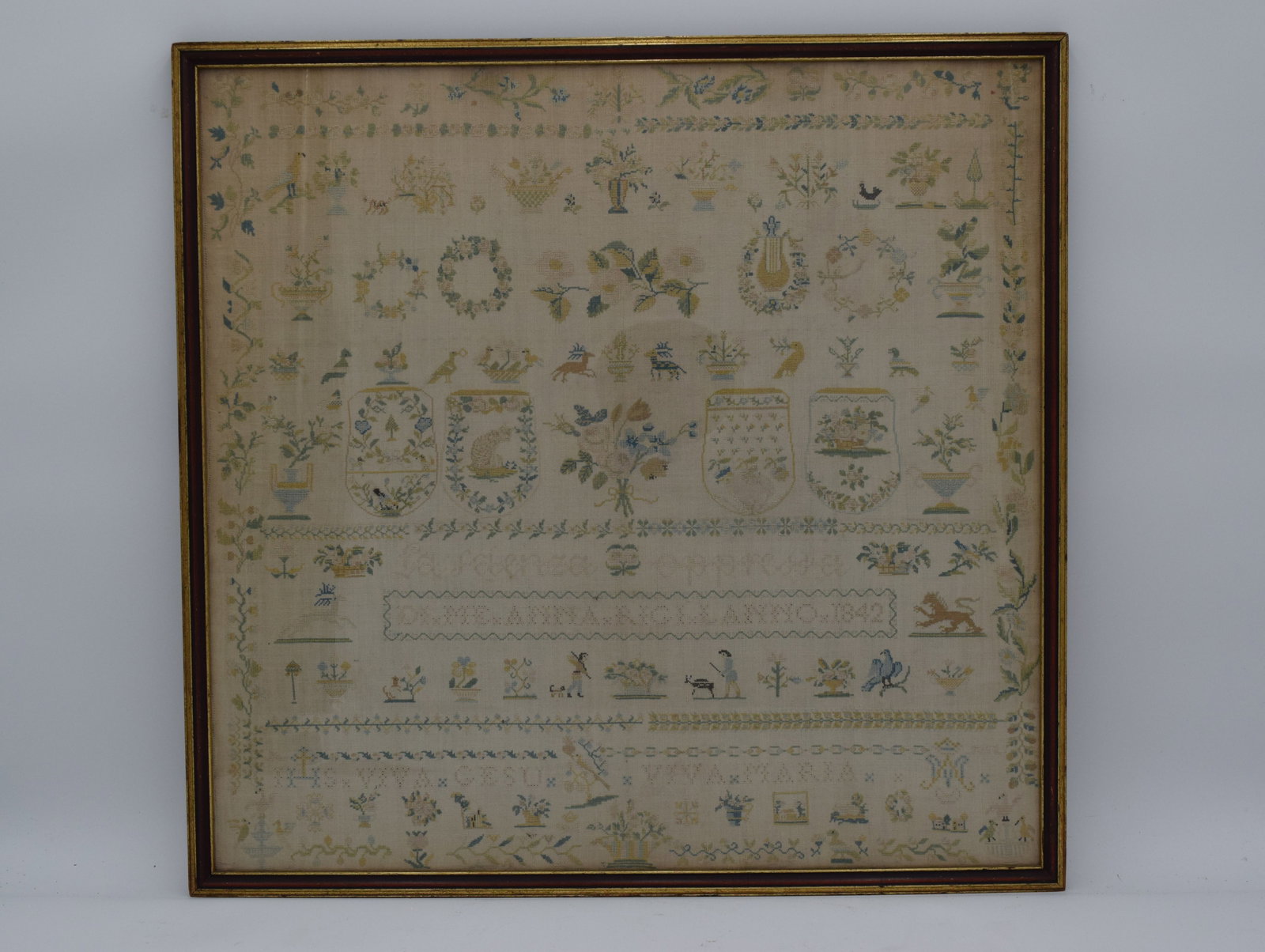 Antique Framed Stitch Work Sampler c1842 (1 of 9)