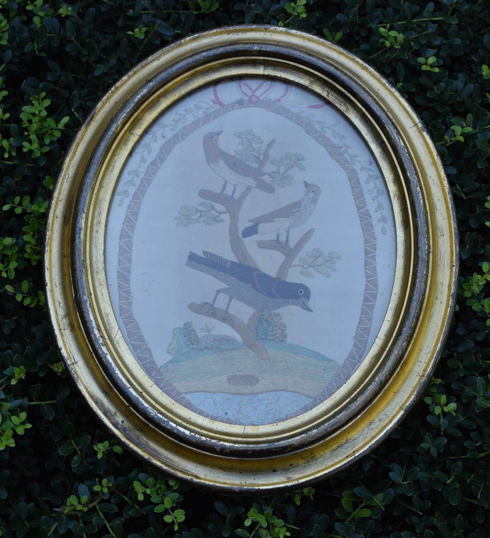 Early 19th Century Framed Folk Art Silk Needlework c1800s (1 of 6)