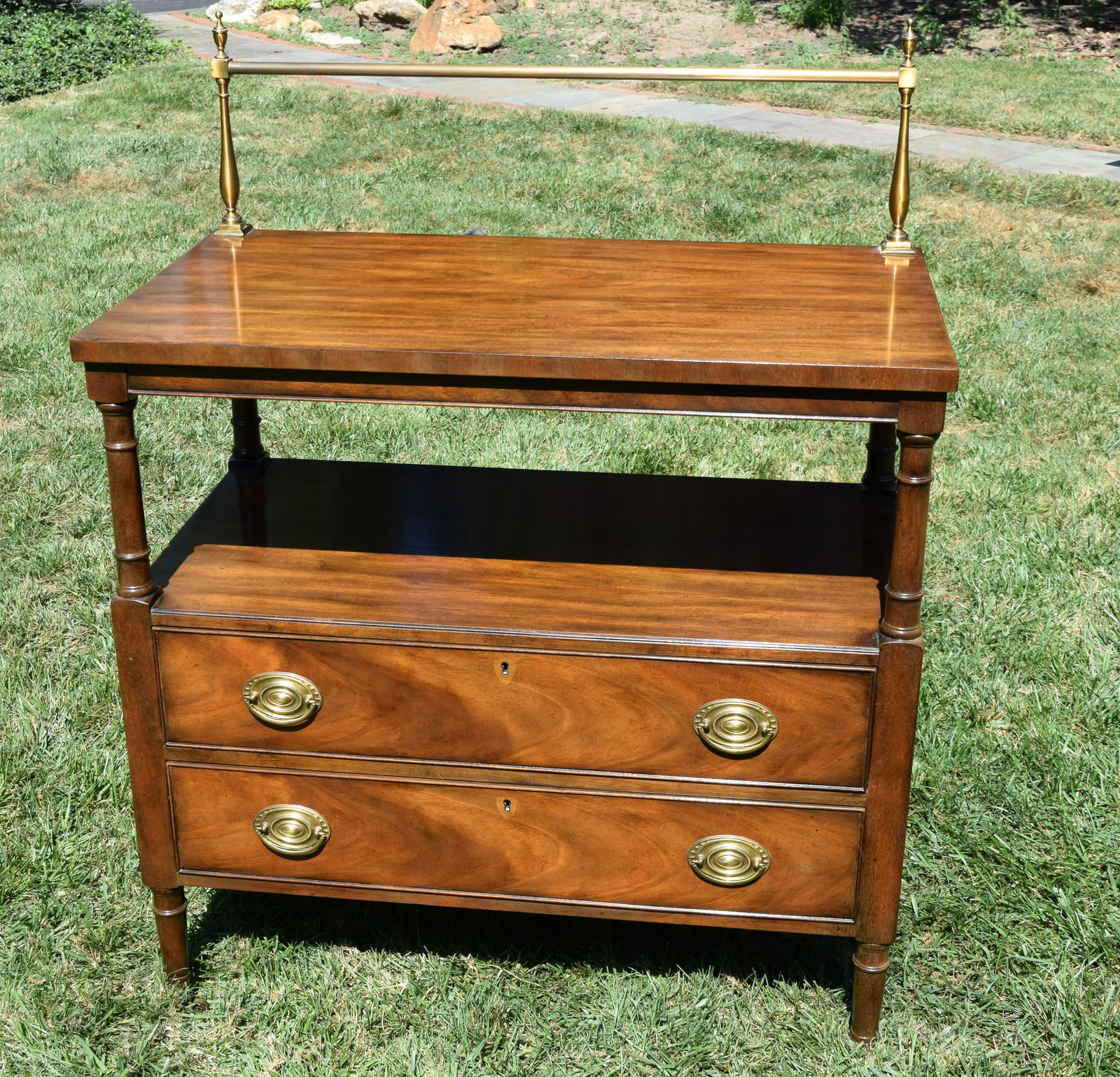 Kittinger D-401-1 Mahogany Server Bar Cart with Brass Gallery (1 of 7)