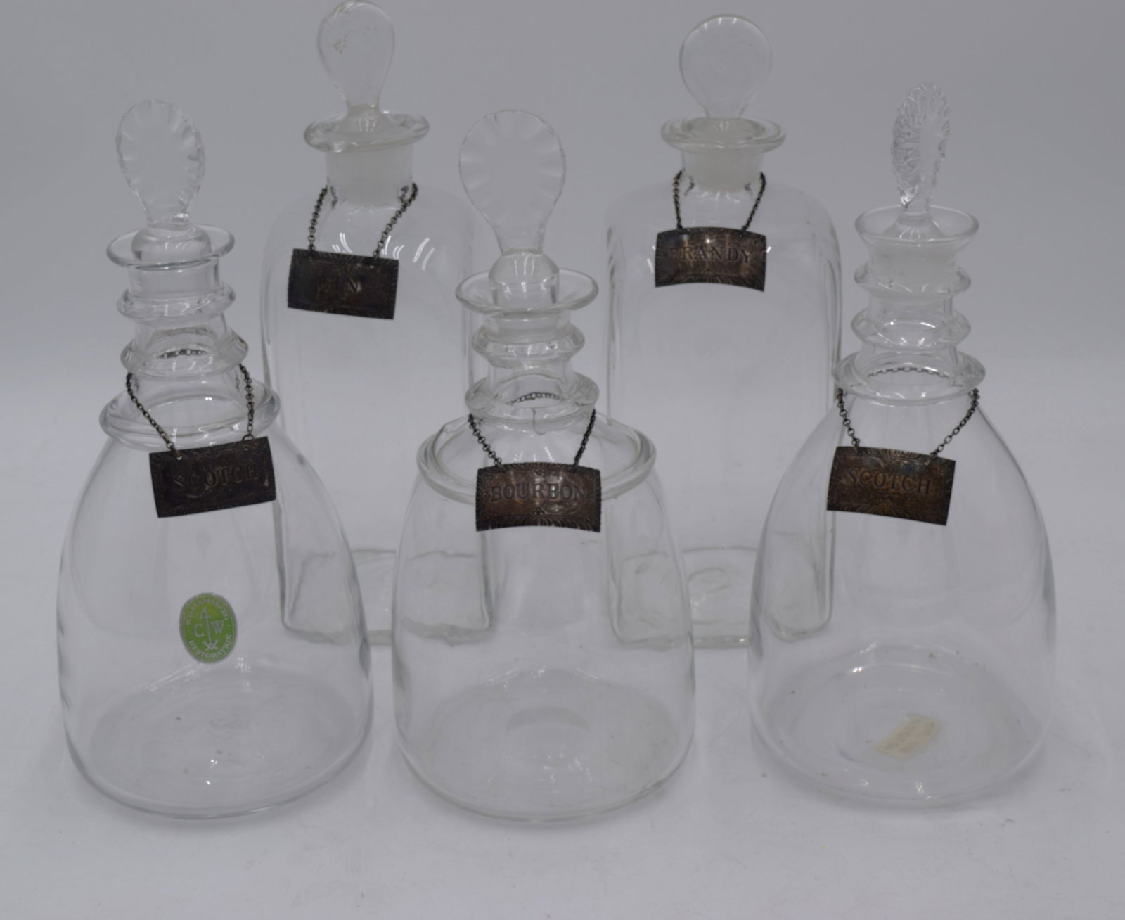 Set of 5 Stoppered CW-13 & CW-42S Glass Decanters (1 of 6)