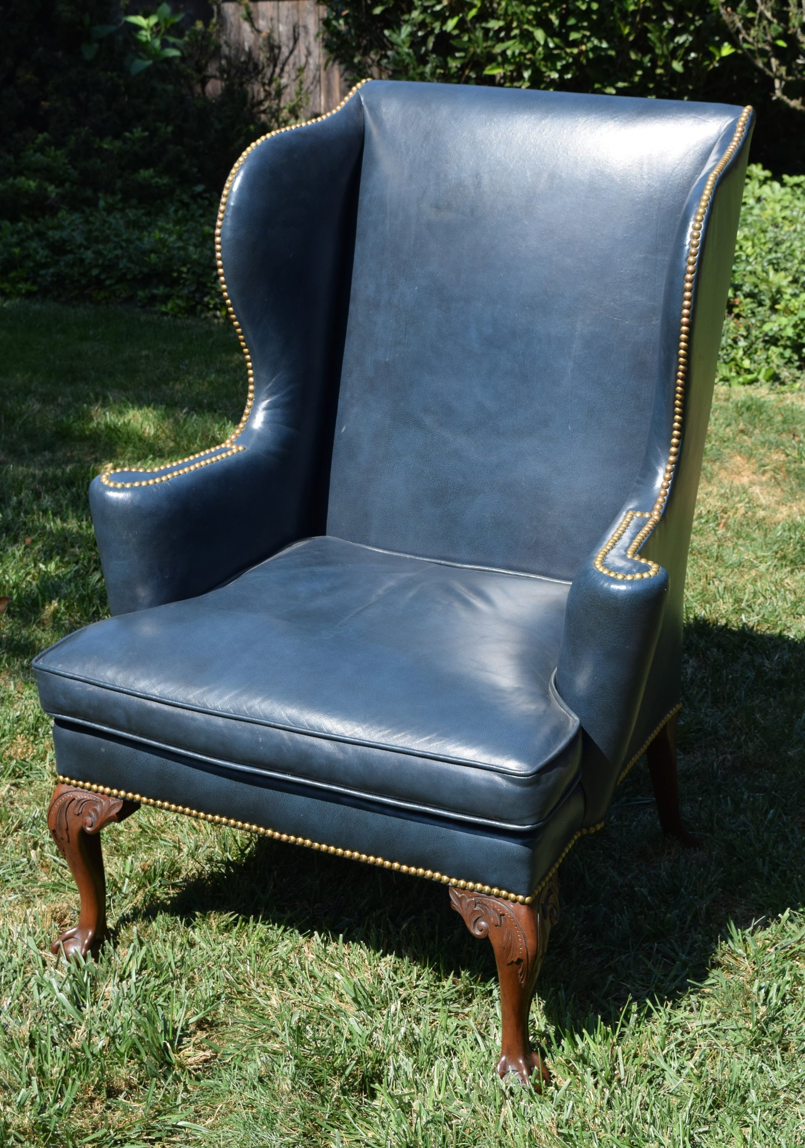 Kittinger CW-104 Leather Chippendale Wing Back Chair (1 of 9)