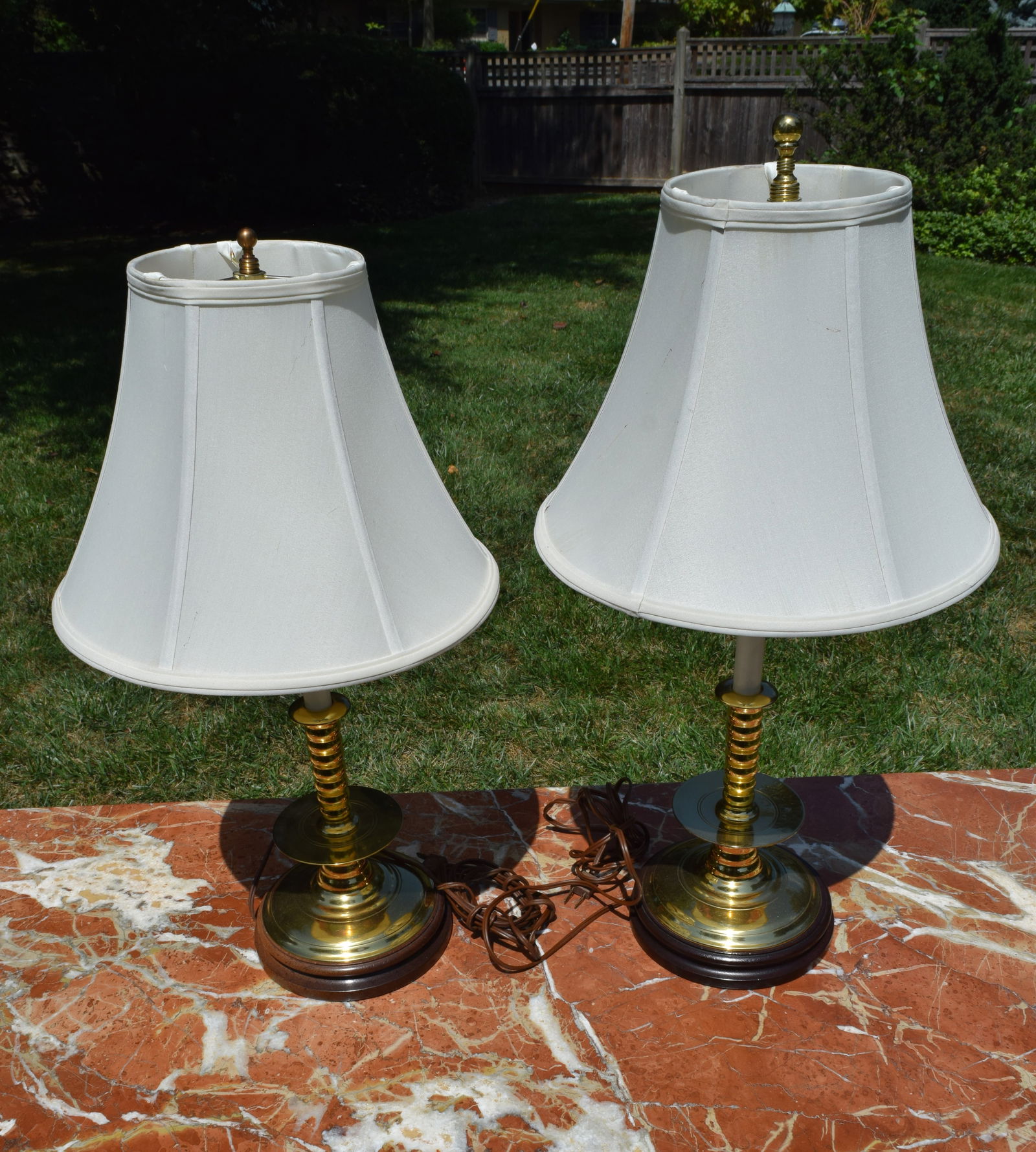 Knob Creek Pair of Brass Candlestick Table Lamps CW16-13E (1 of 7)