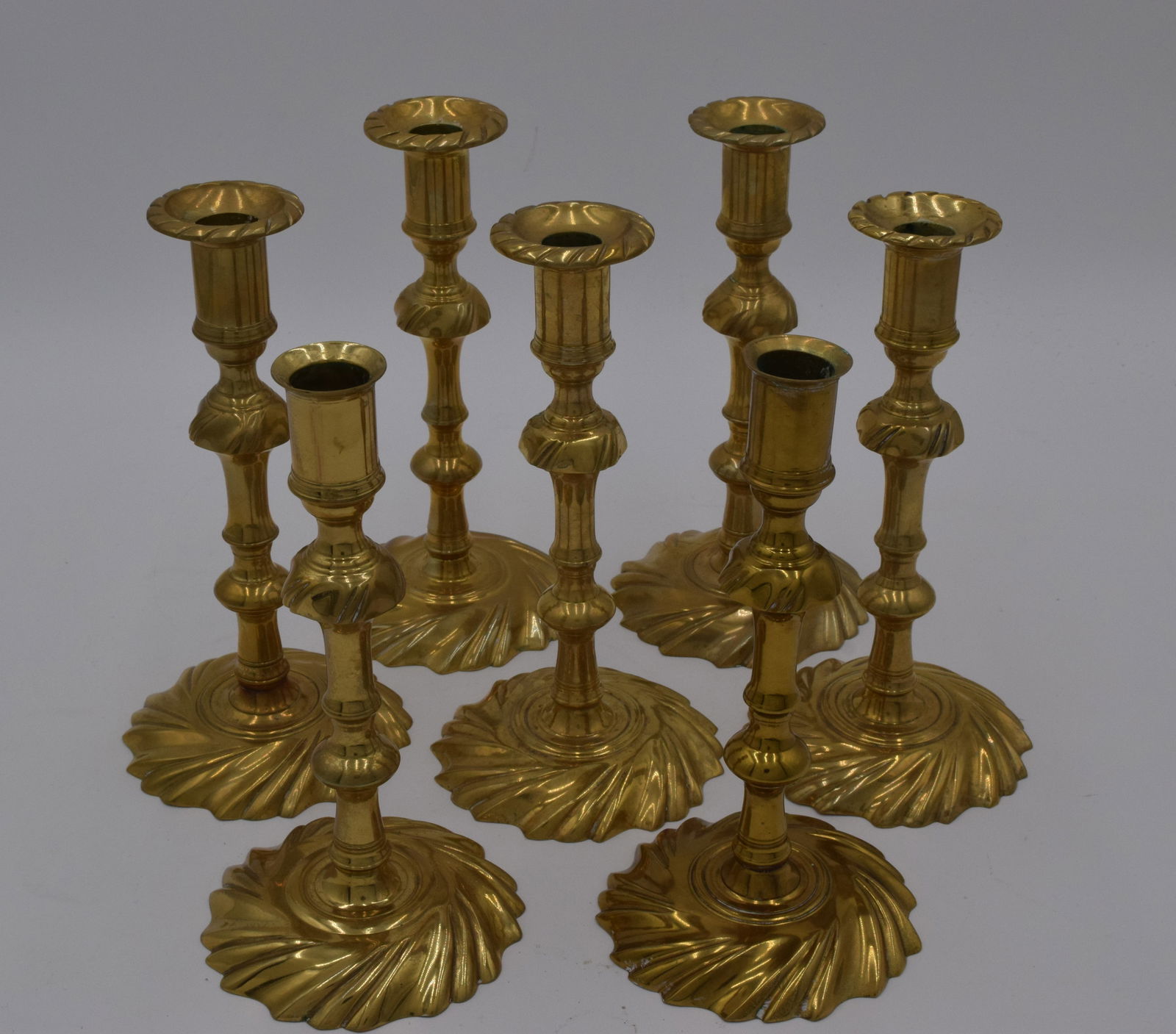 Set of 7 Colonial Williamsburg Brass Candlesticks (1 of 8)