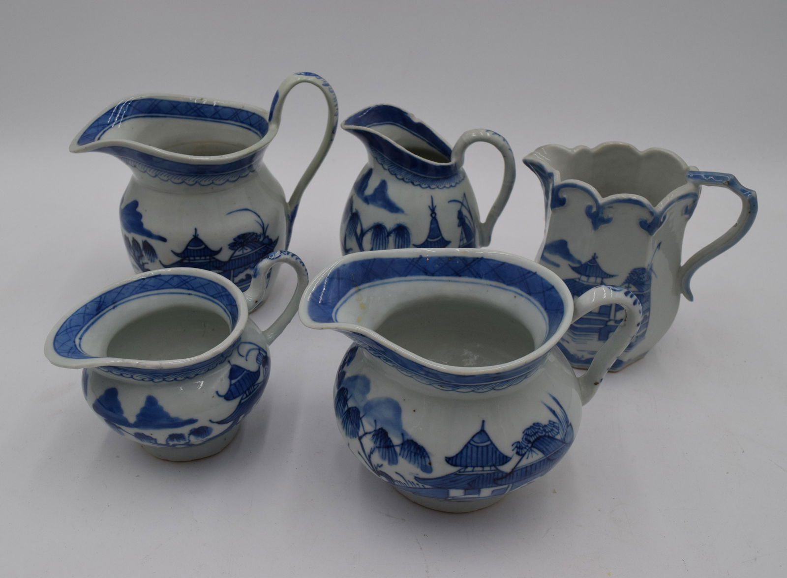 Early Chinese Canton Pitchers with Handles (5 pc) (1 of 8)