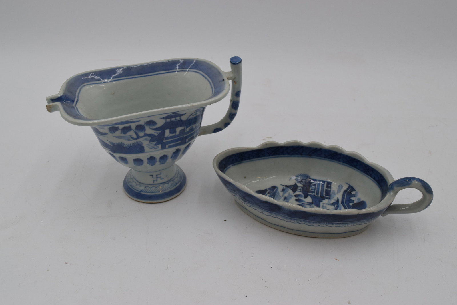 Early Cantonware Gravy Boats with Handles (2 pc) (1 of 5)