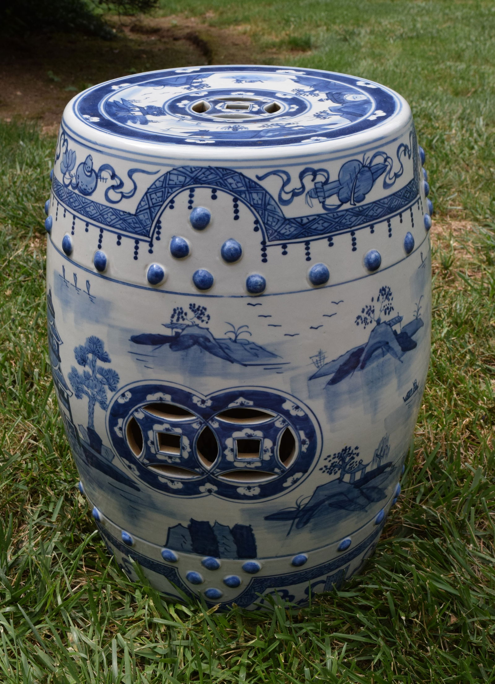 Antique Chinese Blue & White Porcelain Garden Seat (1 of 4)