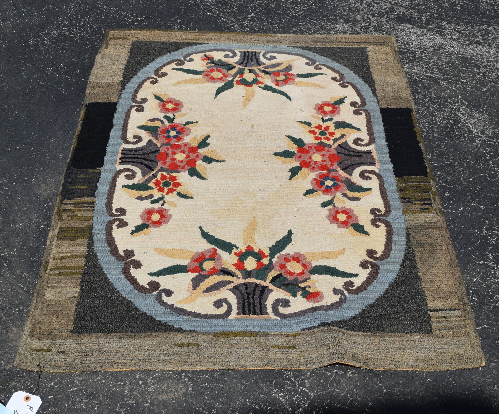 Vintage Folk Art Floral Butterfly Bedside Hook Rug Carpet (1 of 6)