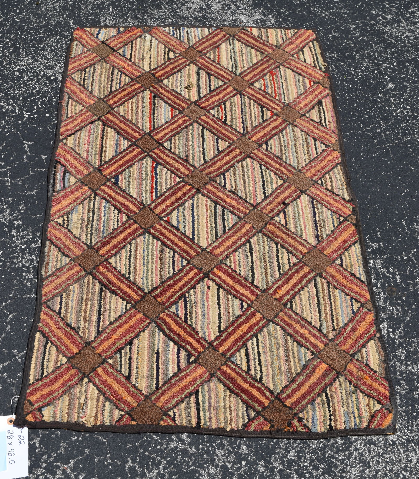 Vintage Bedside Folk Art Hook Rug Carpet (1 of 5)
