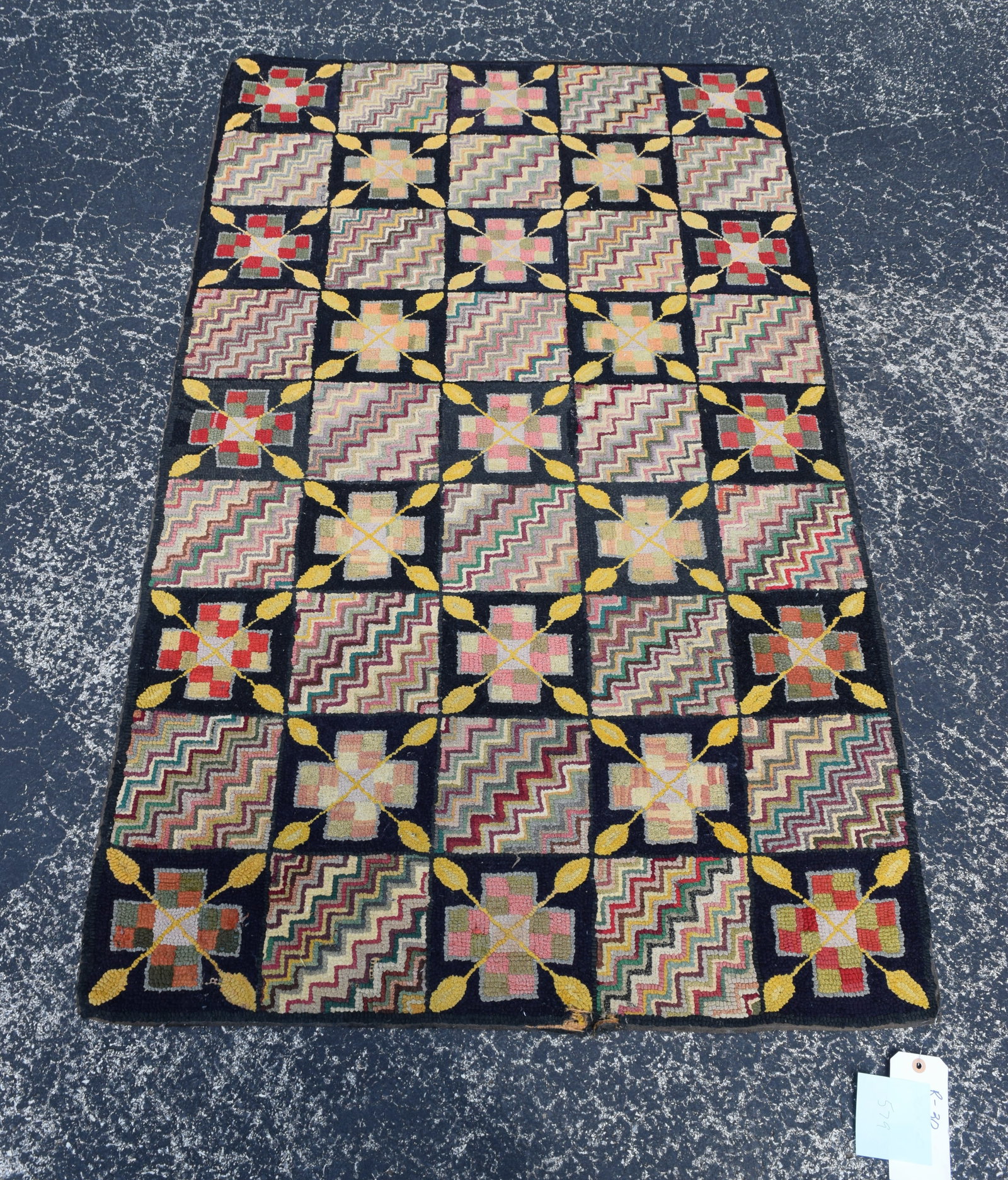 Vintage Bedside Folk Art Hook Rug Carpet (1 of 6)