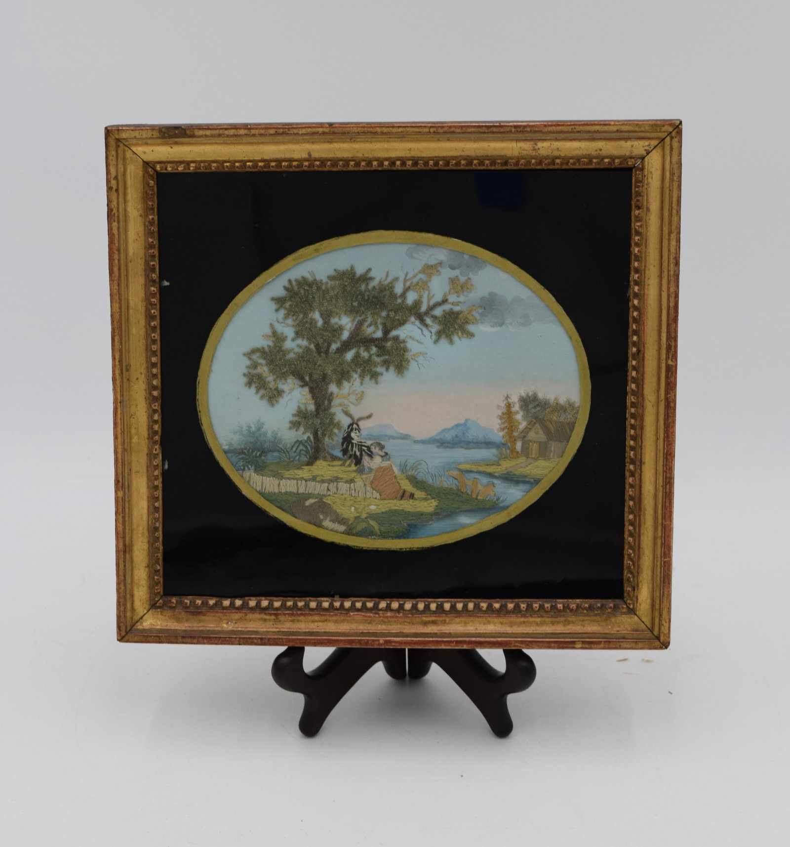 Gilt Wood Framed Needlepoint Embroidery Landscape (1 of 7)