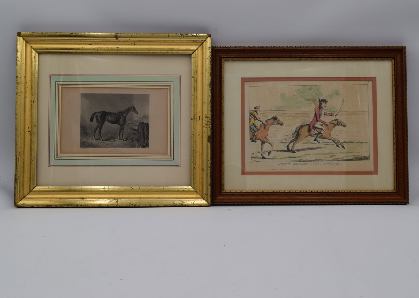 Pair of Hand Colored Horse Lithograph Prints (1 of 10)