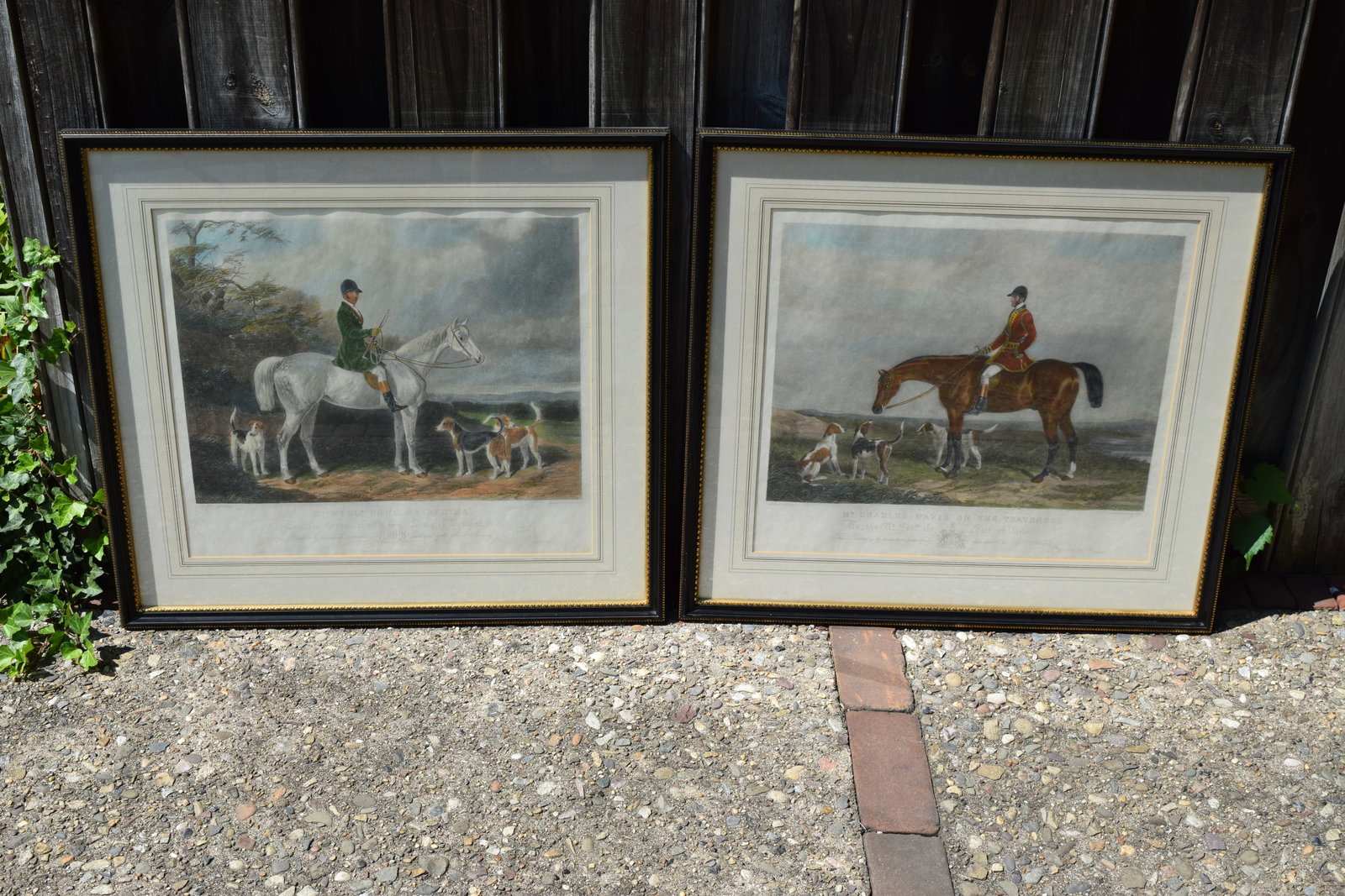 Pair of Hand Colored Horse Lithograph Prints (1 of 9)