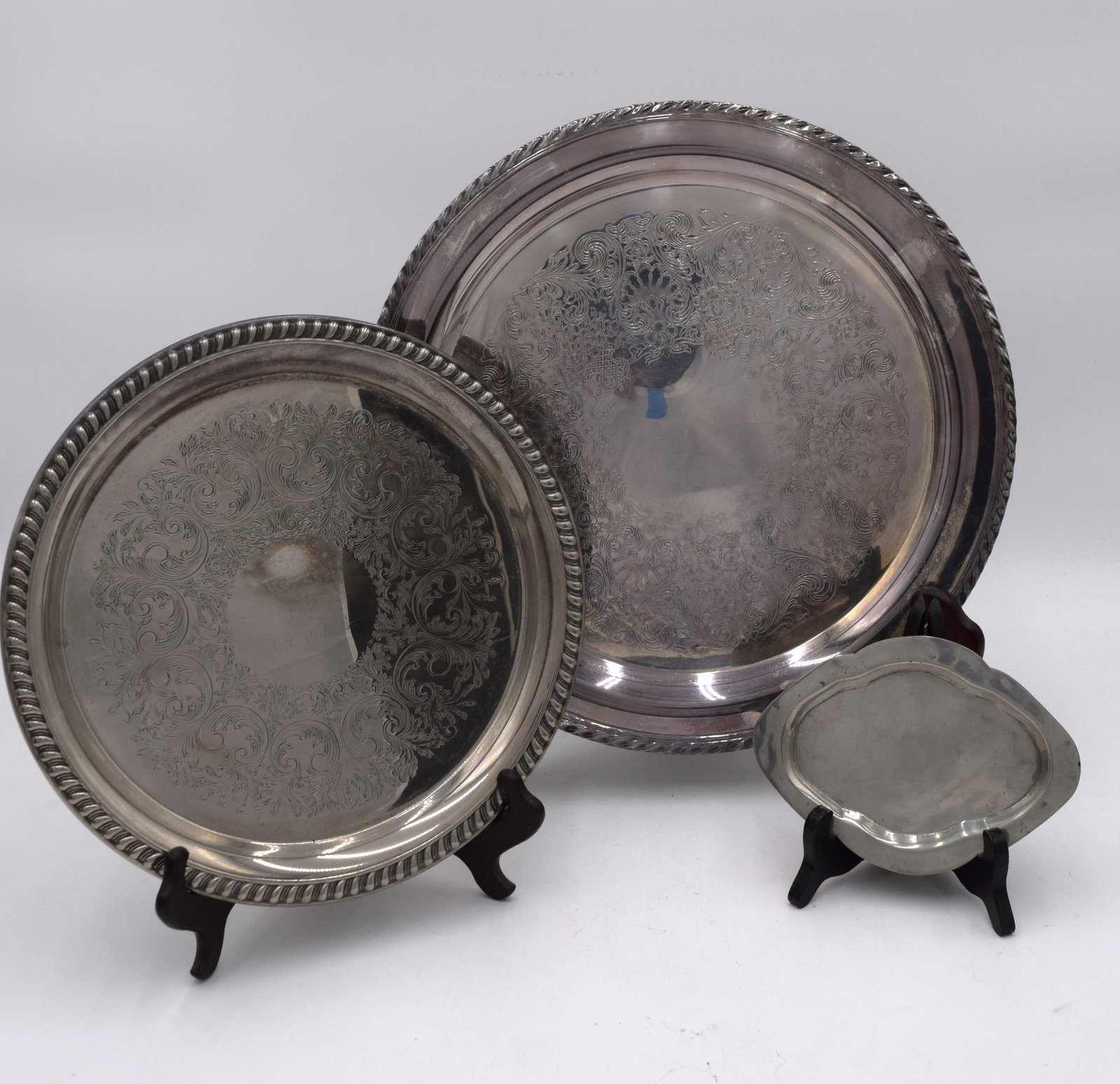 3 Piece Assortment of Silver Serving Trays (1 of 13)