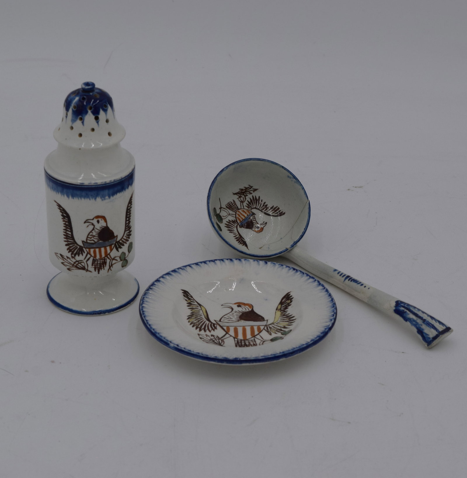 Set of Featheredge Pearlware Plate Spoon & Shaker (1 of 7)