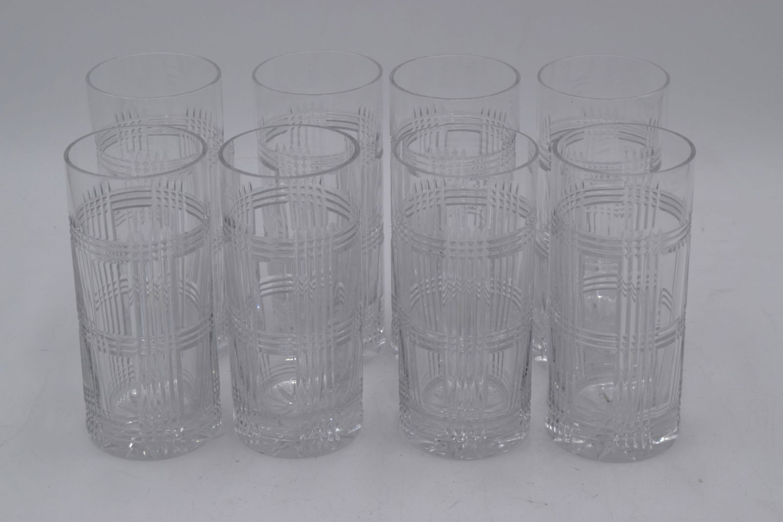 Set of 8 Line Etched Tall Ice Tea Glasses (1 of 7)