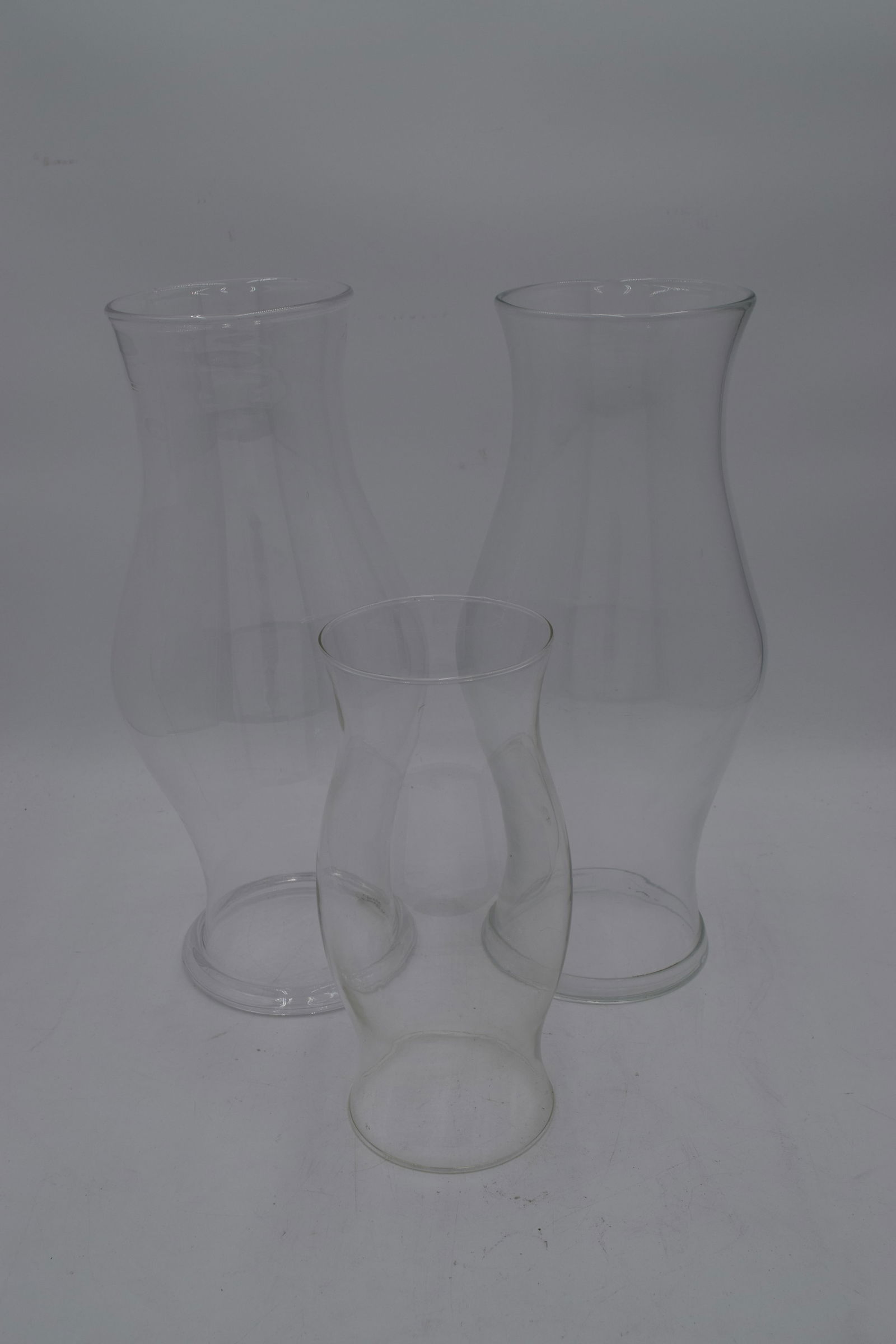 Set of 3 Clear Glass Hurricane Lamp Candle Globes (1 of 7)