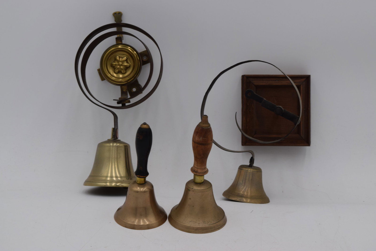 Set of 4 Brass Bells Hand and Hanging (1 of 14)