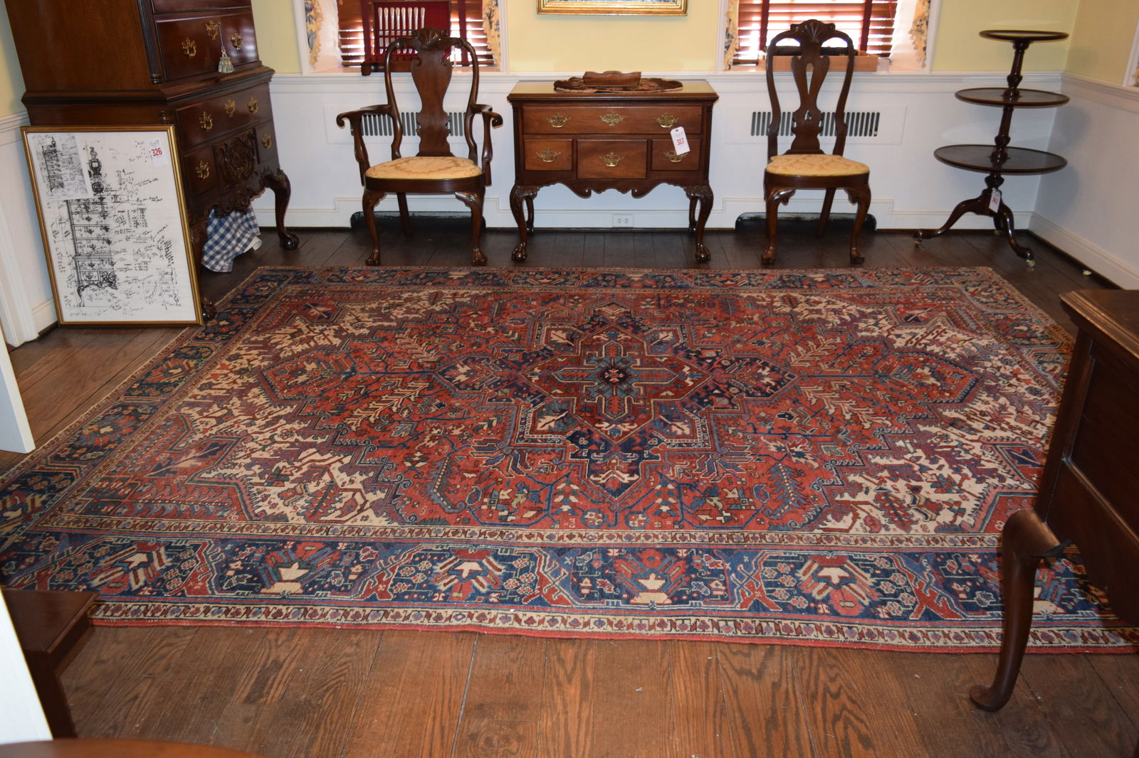 Antique Hand Knotted Vintage Persian Heriz Carpet Rug (1 of 11)