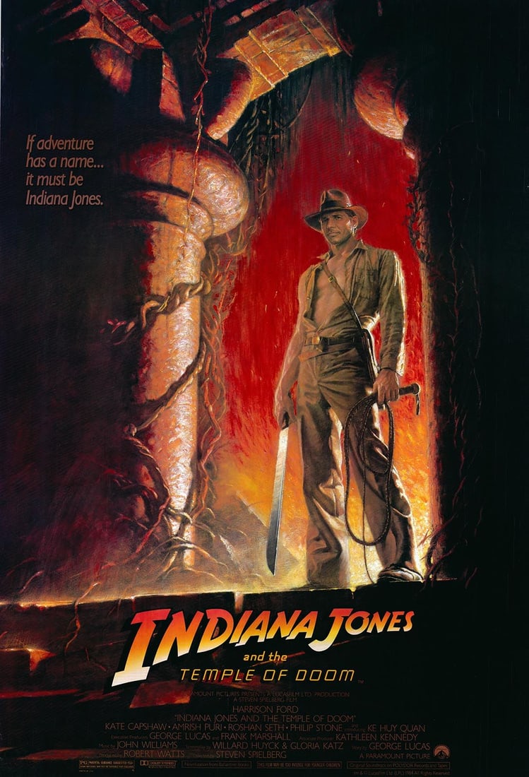 Indiana Jones and the Temple of Doom 1984 original vintage one sheet movie poster. Rolled, 27X41 (1 of 1)