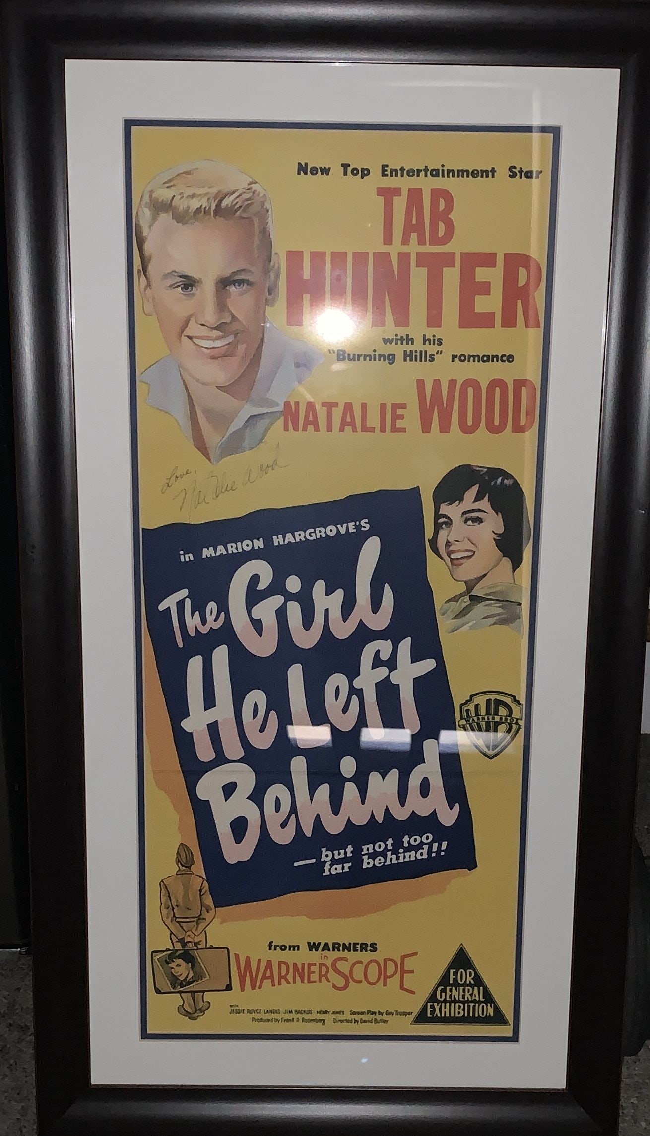 The Girl He Left Behind vintage movie poster signed by Natalie Wood in custom frame (1 of 1)