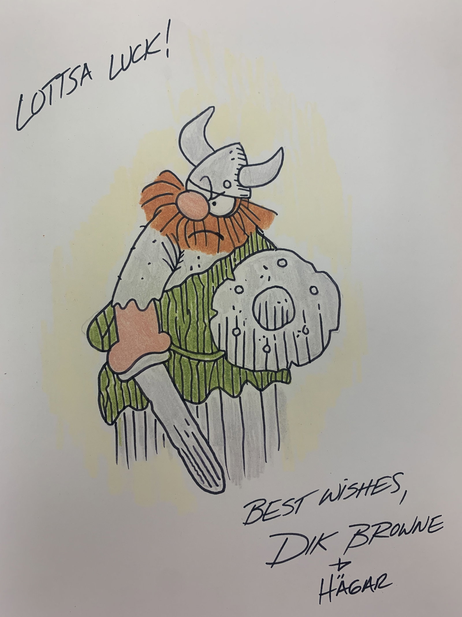 Hagar Sketch Signed by Dik Browne. GFA Authenticated: Hagar Sketch Signed by Dik Browne. 7.5x9.5 inches. GFA Authenticated