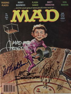 Mad Magazine signed by Jack Davis & artists: Mad signed magazine autographed by Jack Davis, Sergio Aragones, Al Feldstein and Mort Drucker. 8x11 inches