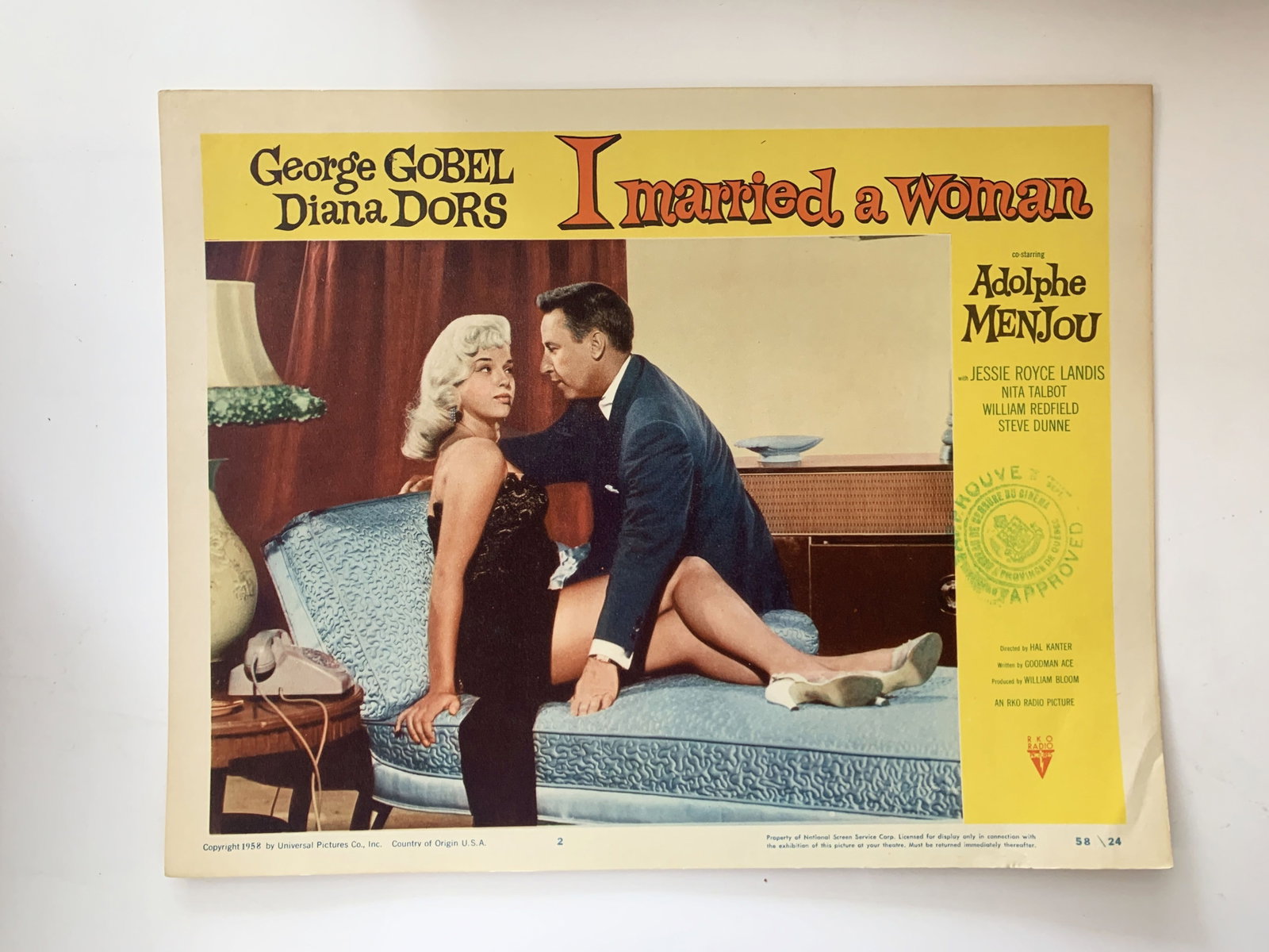 I Married a Woman original 1958 vintage lobby card: I Married a Woman original 1958 vintage lobby card on heavy card stock. 11x14 inches
