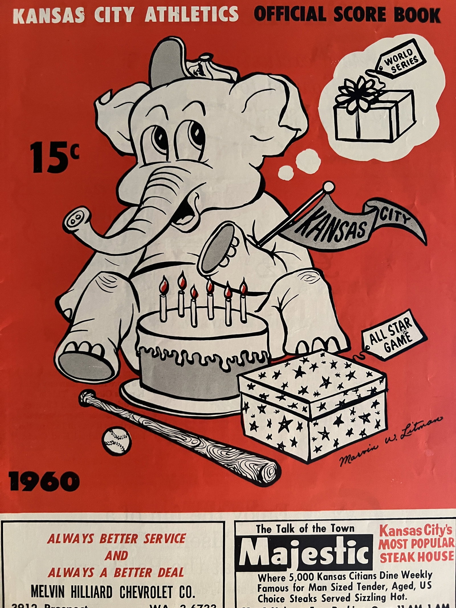 1960 Kansas City Athletics Scorebook. 7x10 inches: 1960 Kansas City Athletics Scorebook. 7x10 inches