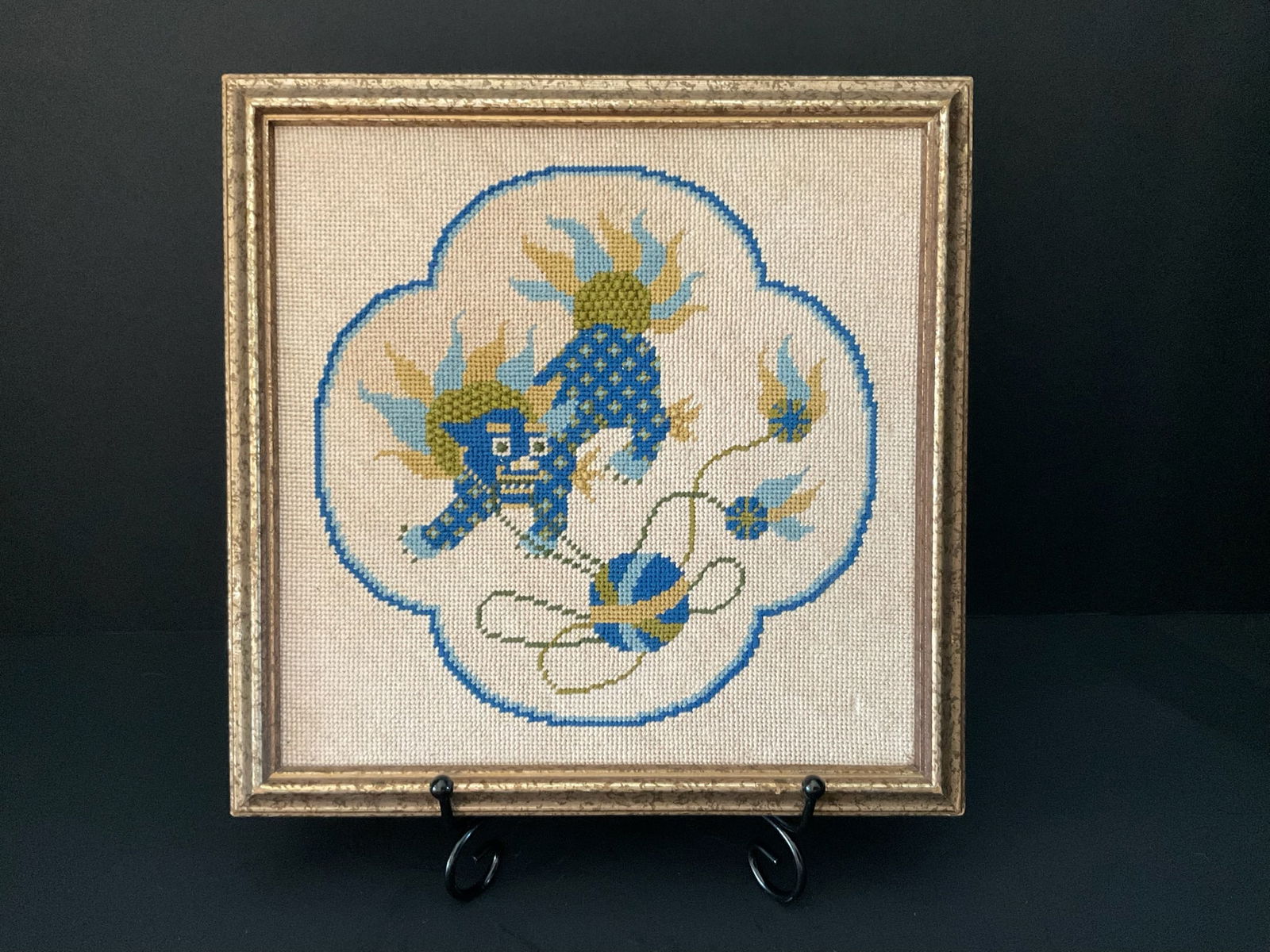 Framed Foo Dog Needlepoint (1 of 6)