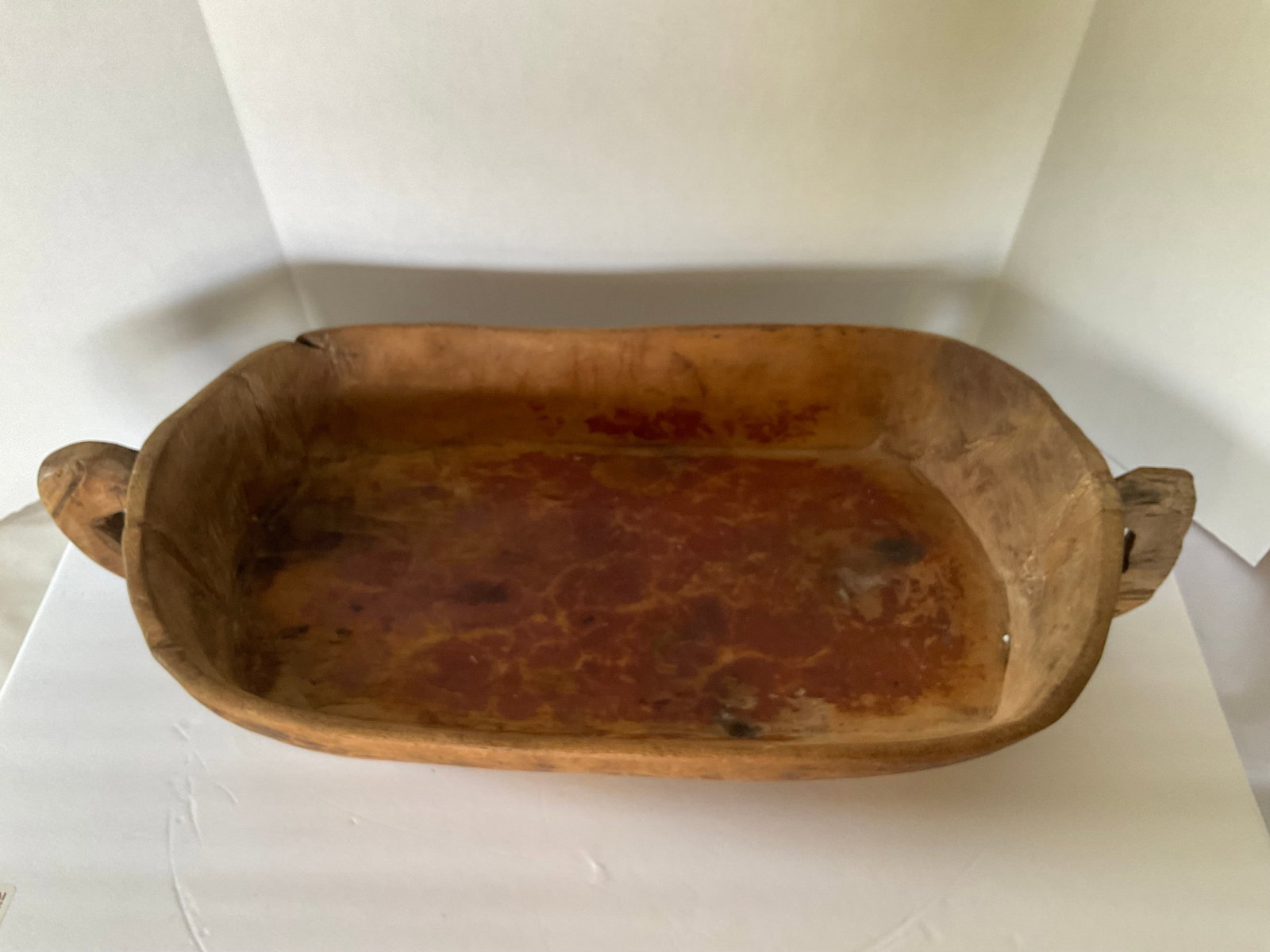 Large Wooden Hand Carved Bowl with Open Handles, believed to be Swedish (1 of 6)