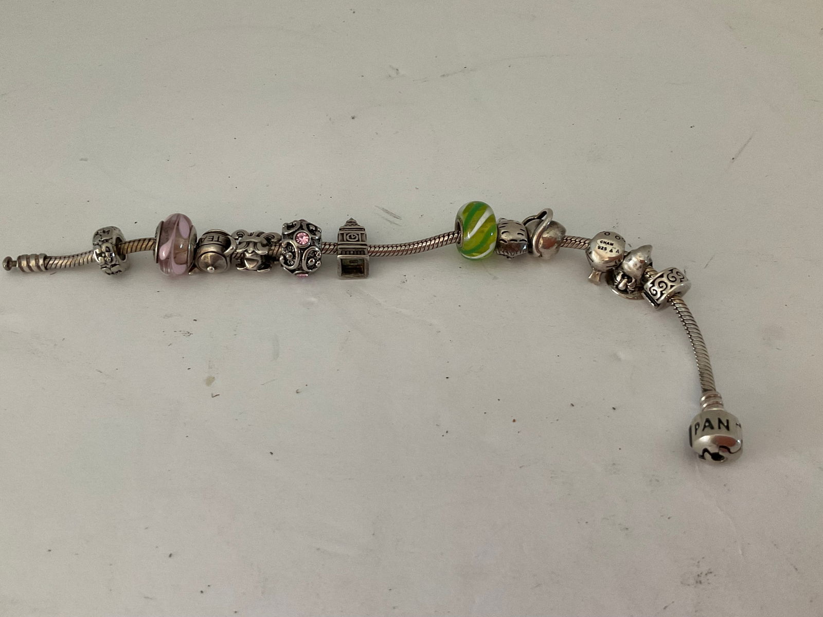 Sterling Pandora Bracelet with 12 Sterling Charms (1 of 5)