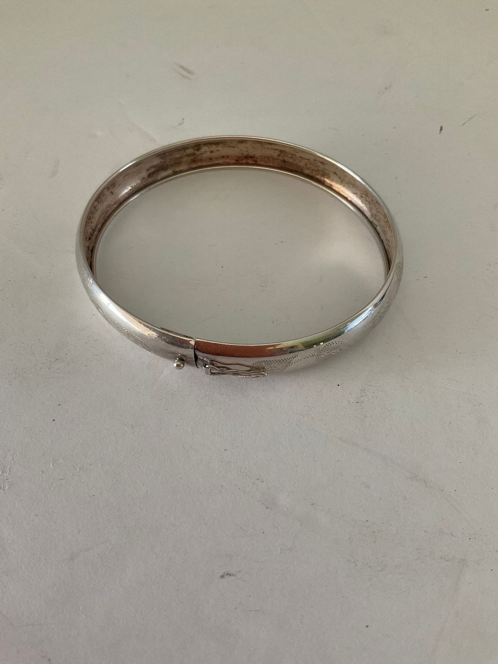 Oval Sterling Silver Bangle Bracelet from Italy (1 of 3)