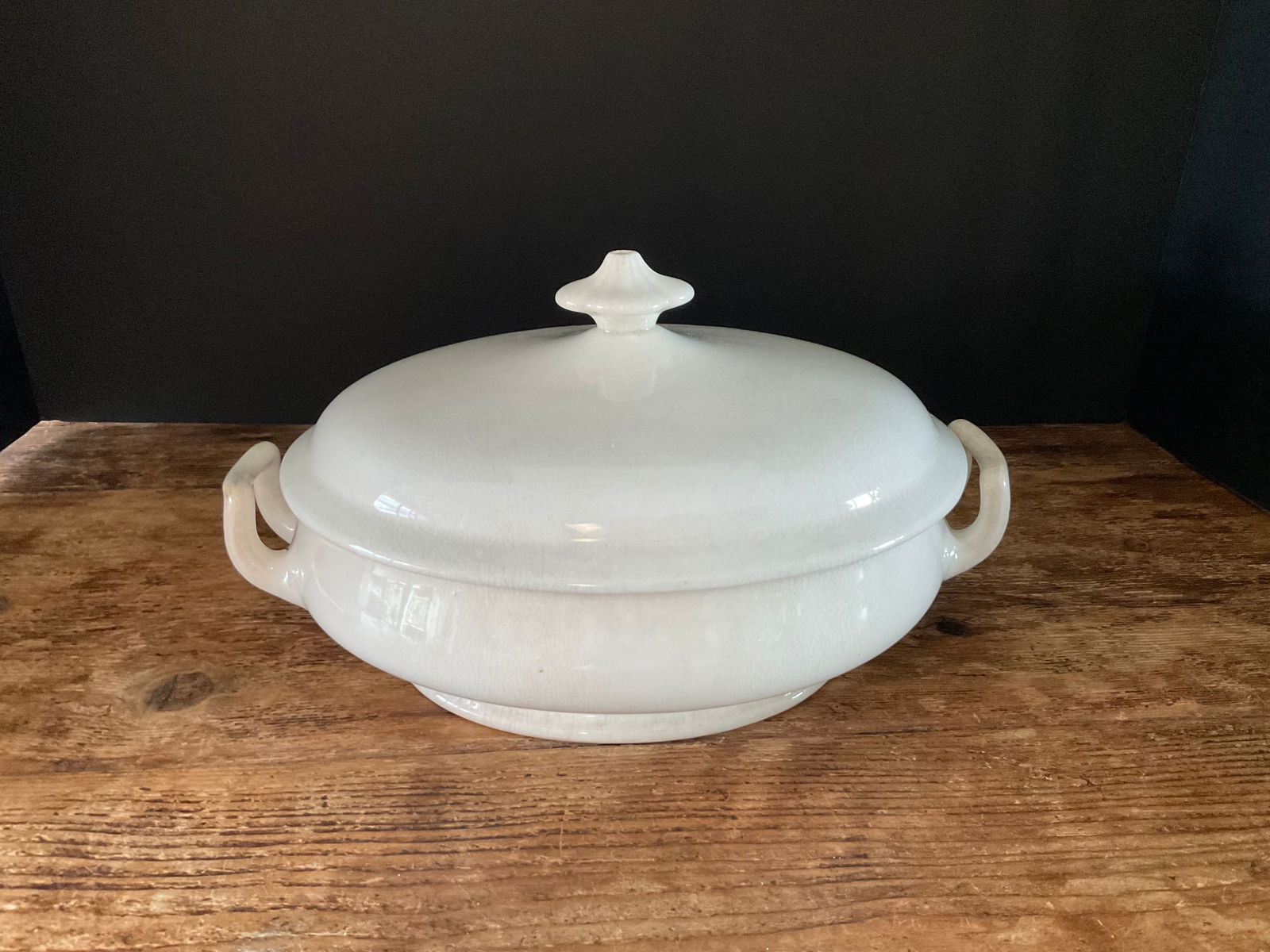 Antique 1850's Unusual French White Ironstone Lidded Serving Dish (1 of 5)