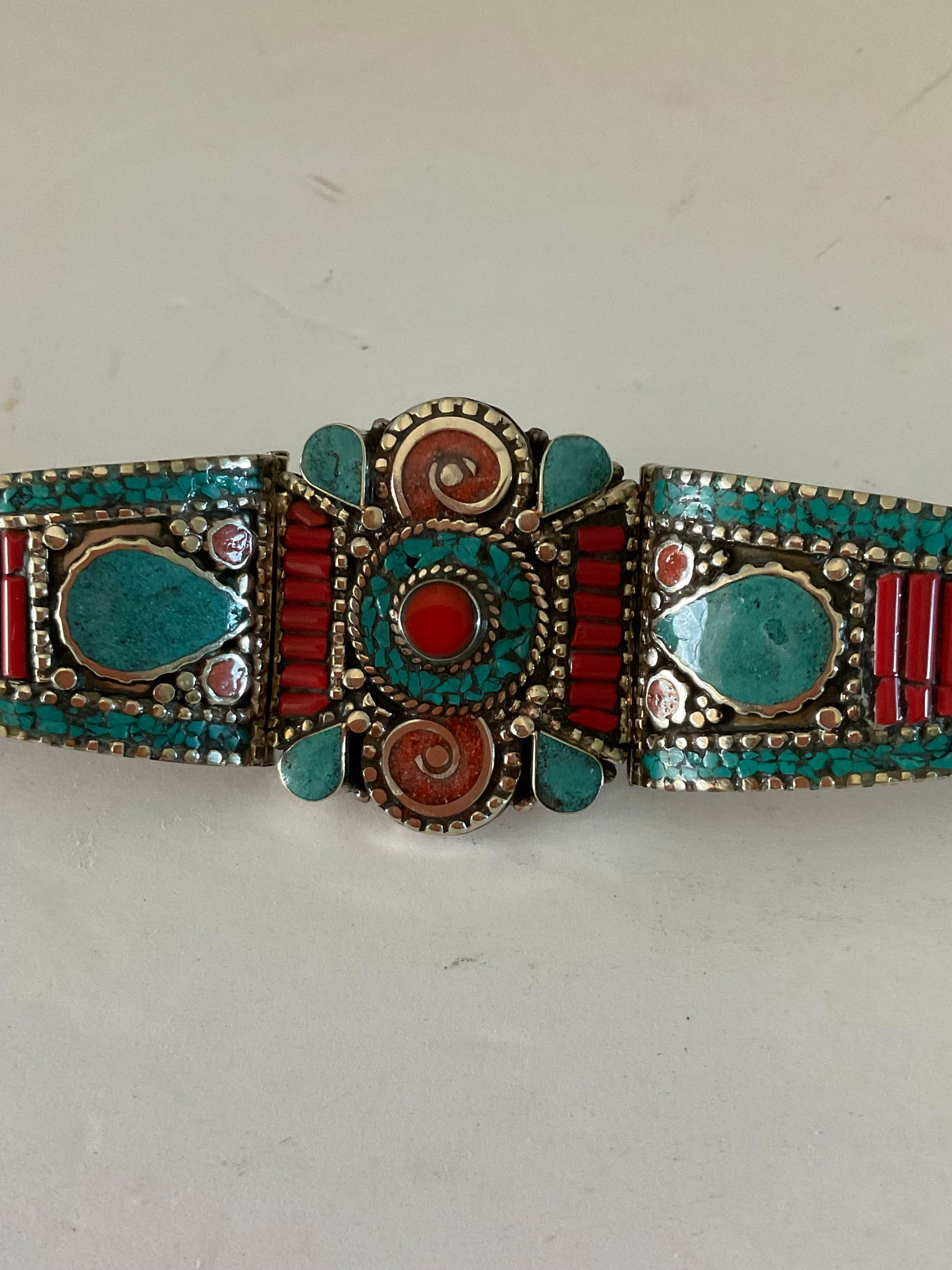 Chunky Turquoise and Red Stone Bracelet (1 of 4)